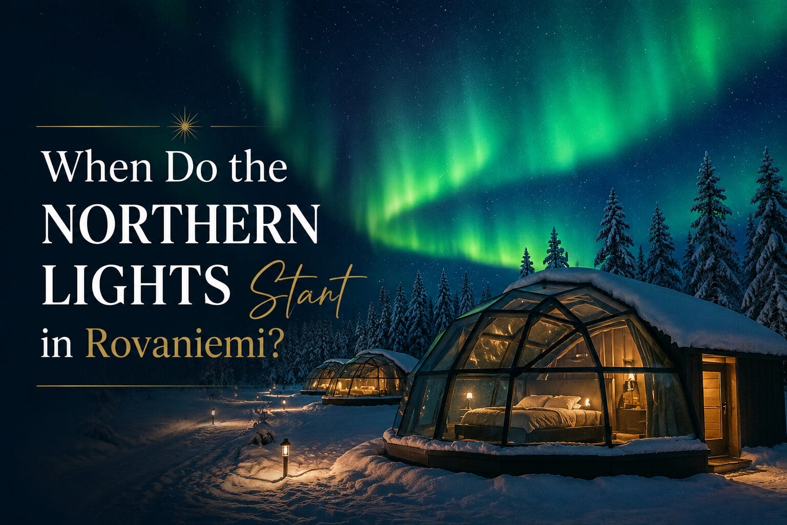 Northern lights over the Arctic forest in early autumn