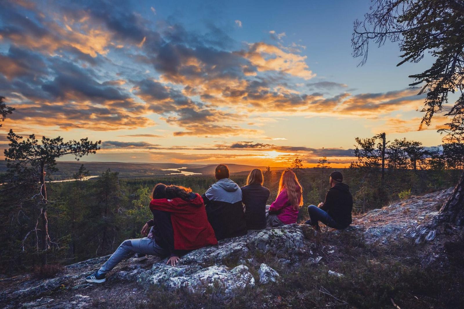 Midnight sun over the river